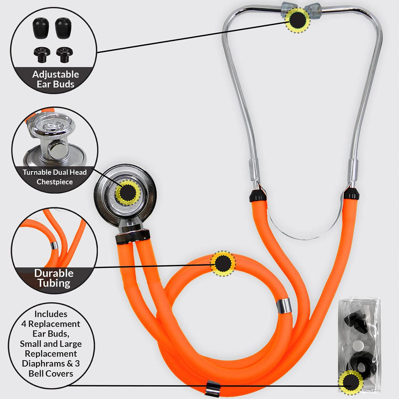 [Australia - AusPower] - Dixie Ems Sprague-Rappaport Type Two Tube Stethoscope – Orange 