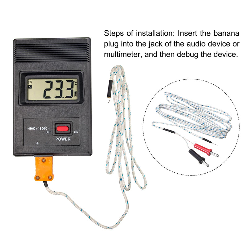 [Australia - AusPower] - MECCANIXITY 2pcs Banana Plug Test Lead Male to Male Multimeter Cable Fiberglass 10ft Banana Tip Plugs 4mm for Multimeter Thermometer Speaker Cable 