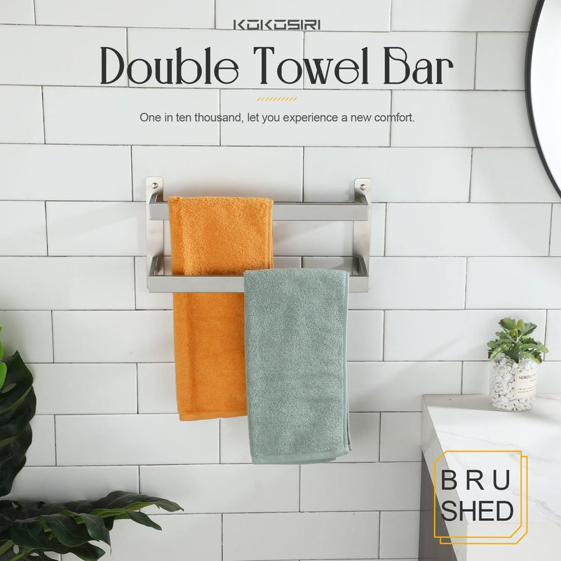 KOKOSIRI Hand Towel Bars 16 Inches Bathroom 2-Tiers Ladder Towel Rails Towel Holders Wall Mounted Towels Shelves Rack Brushed Stainless Steel, B5008BR-L16 Brushed Nickel 16-Inch