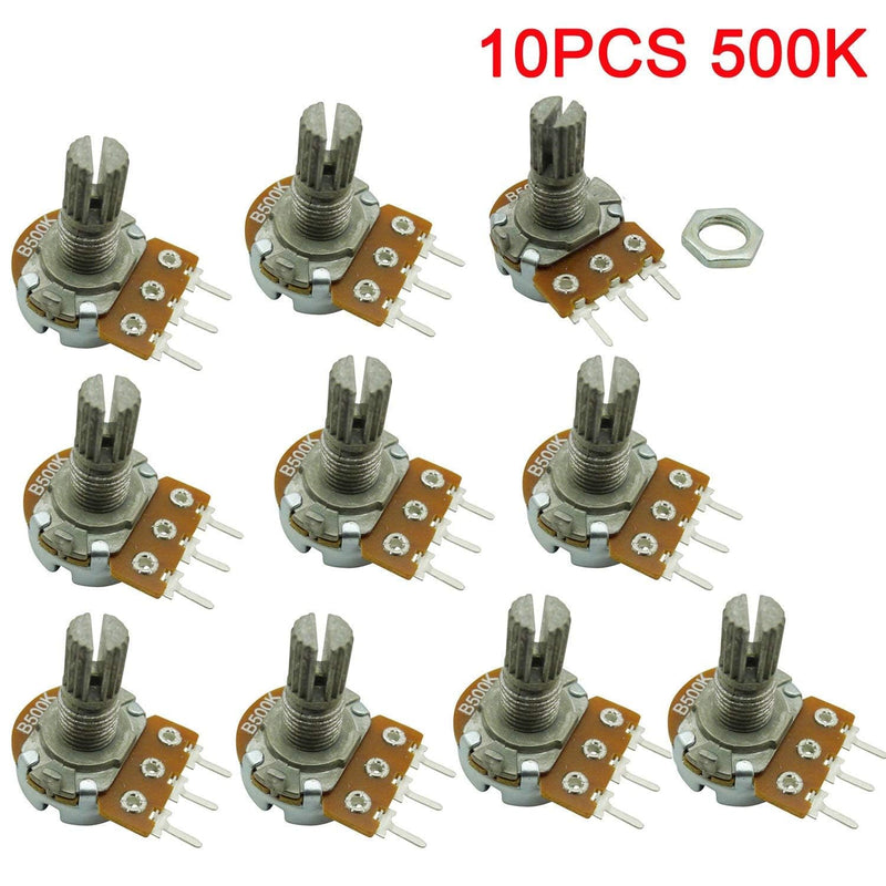 [Australia - AusPower] - 10PCS B500K 500K Ohm Adjustment Single Linear Rotary Taper Potentiometer Shaft 15mm 