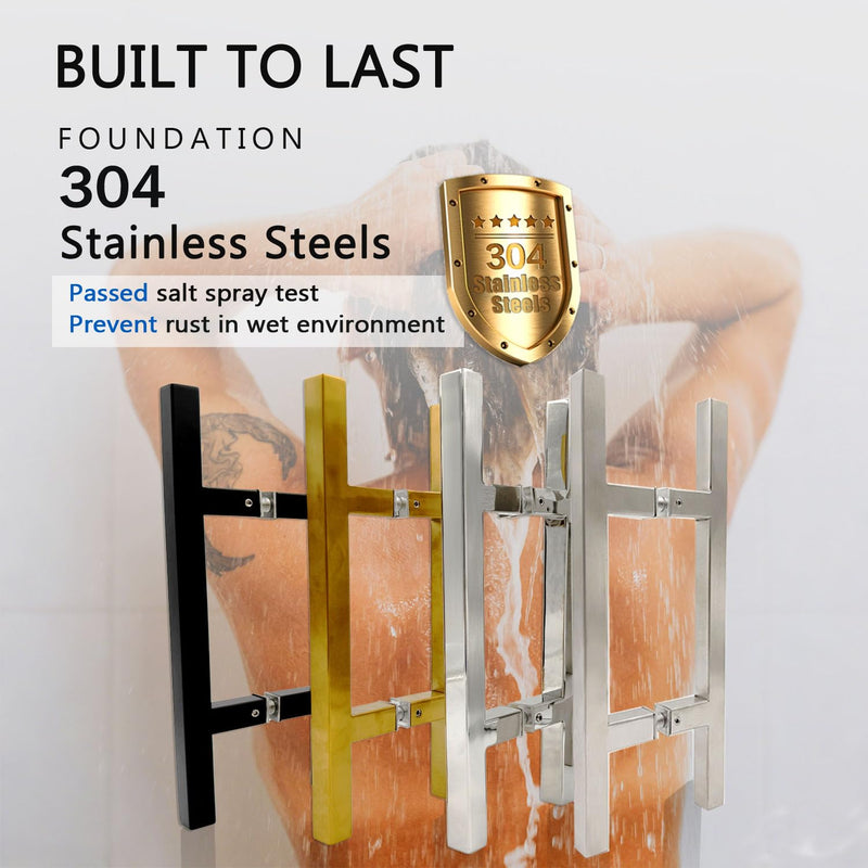 12in H Shape Tube Pull Back-to-Back Handle, 304 Stainless Steel Replacement Hardware, Square Ladder Handle for Sliding Frameless Shower Door Panel (Brushed Nickel, 12" / Hole Spacing 6") 12"H / Hole Spacing 6" Brushed Nickel