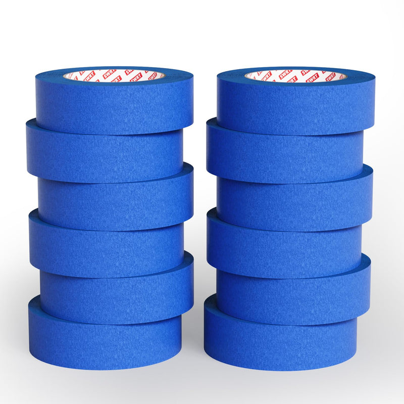 SWRT Blue Painters Tape 1 Inch x 55 Yards, 12 Rolls (660 Yards) – Sharp Clean Paint Lines, No-Residue Painters Tape for Walls, Trim & Baseboards, Easy Removal Masking Tape for Home Projects 1 Inch x 55 Yards x 12 Rolls