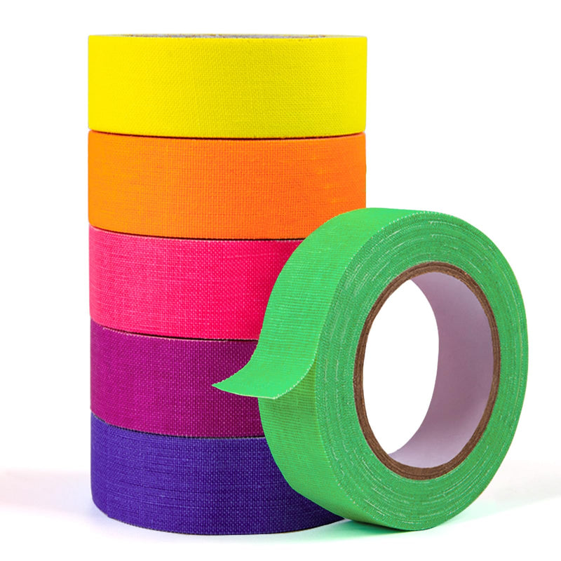 [Australia - AusPower] - HTVRONT UV Blacklight Reactive Neon Tape, 6 Colors Neon Gaffer Tape, Fluorescent UV Black Light Glow in The Dark Tape for UV Party 1 inch x 30ft x 6 Rolls 