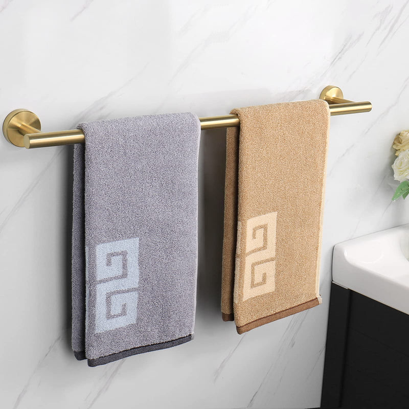 NearMoon Bath Towel Bar, Thicken Stainless Steel Shower Towel Rack Holder Wall Mounted for Bathroom, 26-lnch Overall Length-24-lnch Usable Hanging Space (1 Pack, Brushed Gold) 26 Inch 1