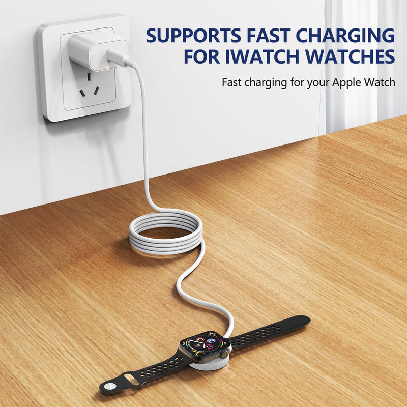 [Australia - AusPower] - 5W Fast Charger for Apple Watch Chargers with 20w Charger Block,USB C Magnetic for i-Watch Fast Charging Cable for Watch Series SE/8/7/6/5/4/3/2/1 Includes 38mm 40mm 42mm 44mm 45mm Size 3FT White-3in1 