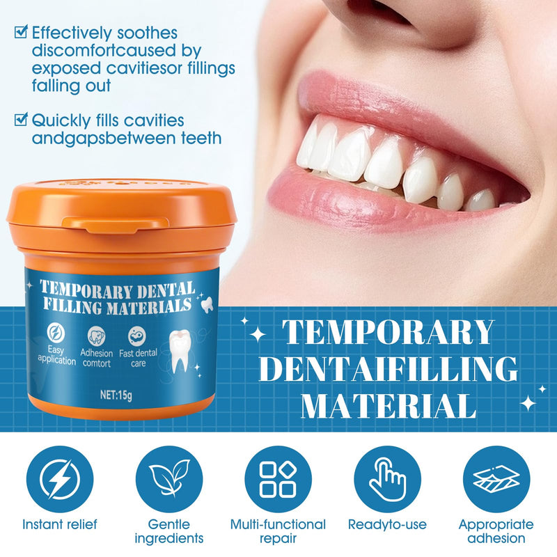 Tooth filling, temporary tooth filling, tooth cement self-hardening, durable, tooth repair kit, temporary tooth filling material for fillings for caries/attachment of coronations - 15 g