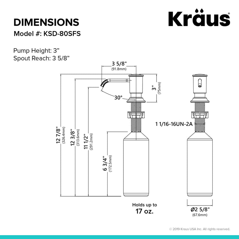 KRAUS Kitchen Soap and Lotion Dispenser in Spot Free Stainless Steel, KSD-80SFS Traditional Style