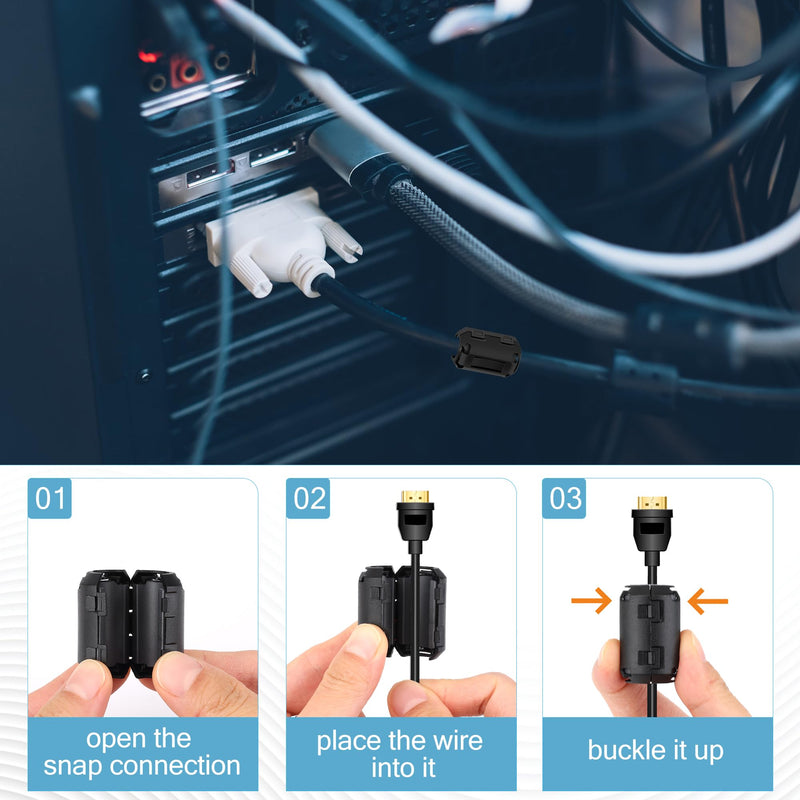 [Australia - AusPower] - 25Pcs Ferrite Chokes Ferrite Beads Snap on RFI EMI Noise Suppressor Cable Clip for 3.5mm 5mm 7mm 9mm 13mm Diameter Cable 