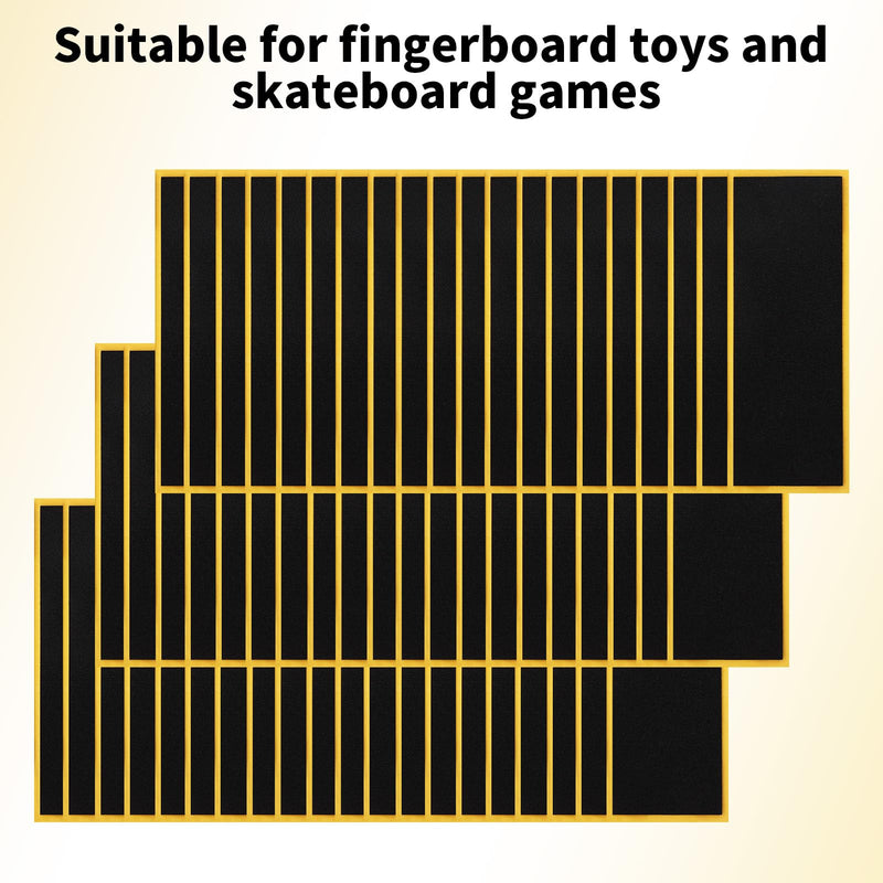 60pcs Fingerboard Grip Tapes, 11x3.8cm/4.33x1.5in Strong Adhesive Anti Slip Stickers PET Backing Foam Tape for Finger Skateboard Games & Tricks (Black) 60