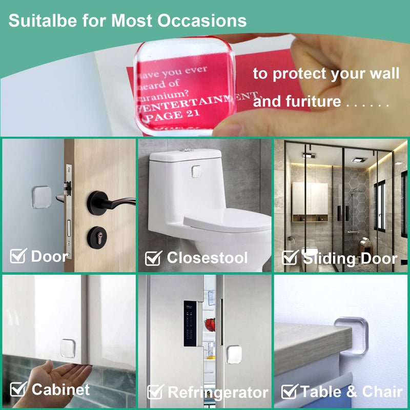[Australia - AusPower] - Door Stopper Wall Protector - Wall Shield Bumper Guard from Door Knobs, Sturdy Self Adhesive, Soft and Transparent,Washable and Reusable Shock Absorbent Gel for Home Office (Thicken Square, 6pcs) Thicken Square 