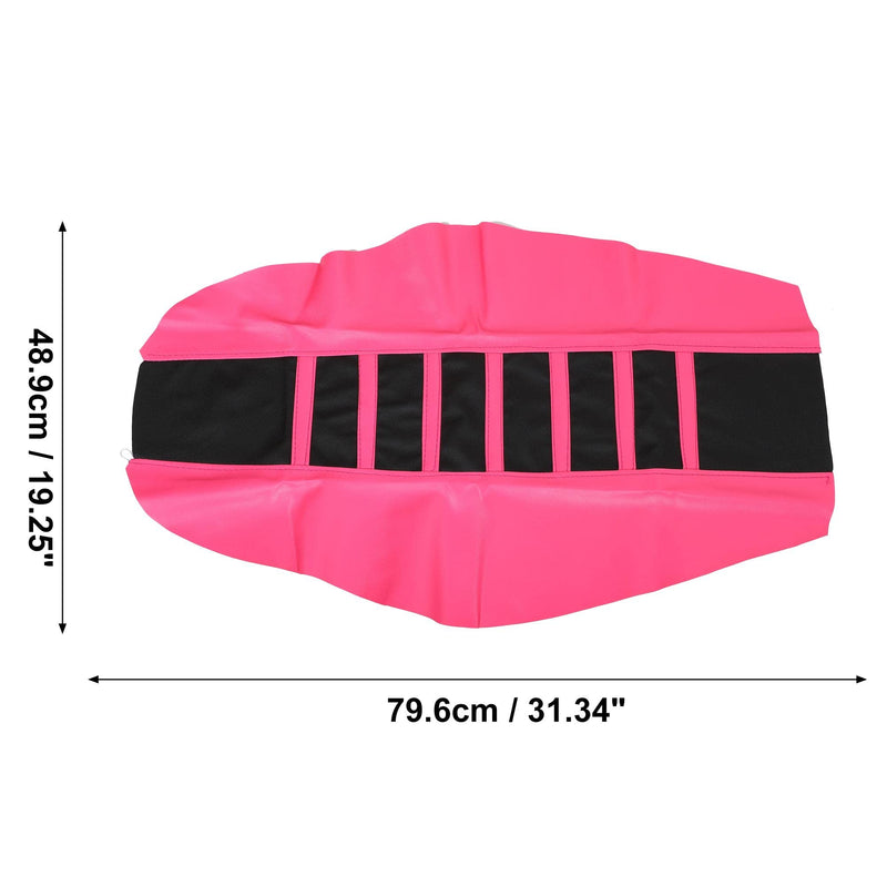 X AUTOHAUX Universal Motorcycle Pit Dirt Bike Faux Leather Soft Seat Cover Anti Slip Seat Cushion Pink Black 1Pcs
