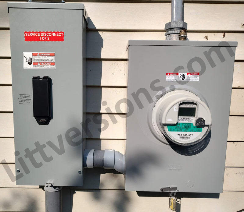 4"x1" 8 Pack Service Disconnects - 1 of 2 & 2 of 2 Outdoor Rated Laminated Labels Emergency Danger Notice Vinyl Waterproof Electrical Panel 1/2 of 2 4"x1"