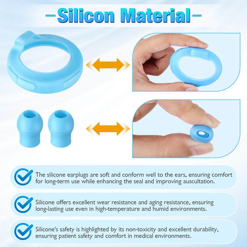 [Australia - AusPower] - Echo Stethoscope Accessories Compatible with EKO Core 500 Digital Stethoscope, 3 Pcs Silicone Protective Chestpiece Cover and 12 Pcs Ear Tips Replacement, Dustproof Protection Design 