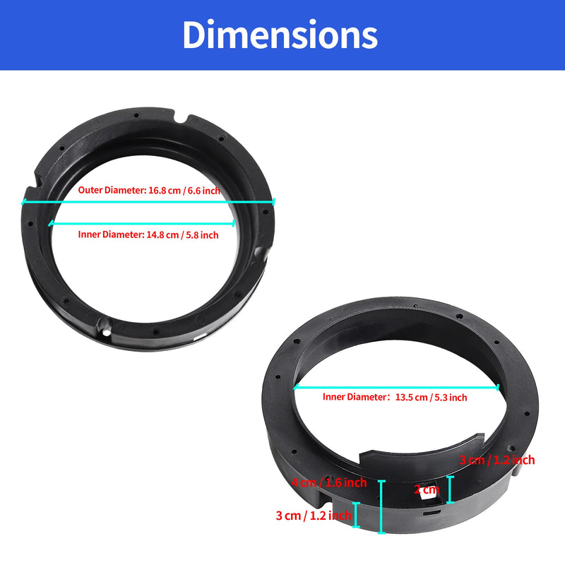 [Australia - AusPower] - RED WOLF Car Door Speaker Adapter Bracket 6.5 Inch Fit VW Volkswagen Passat Golf/Jetta/Beetle1999-2019, Porsche 2000-2006, Skoda 2005-2013 Install Aftermarket Speaker Adapter Spacer Ring 