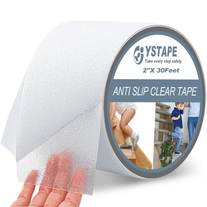 Anti-Slip Transparent Tape Anti Slip Stair Strips Waterproof Grip Tape for Stairs Non-Slip Traction Grip Tape for Wood Stairs, Bathtubs, Pool and Boats(2inch x30feet)