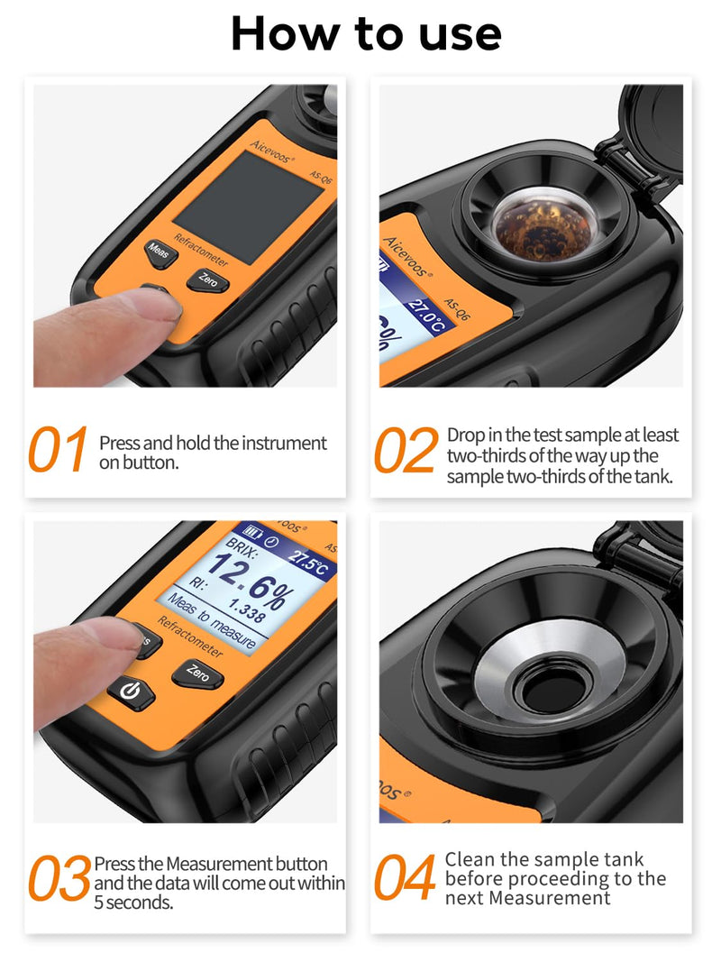 [Australia - AusPower] - Digital Sugar Brix Refractometer brix Meter Automatic Temperature Compensation Range 0-35%，±0.2% Precision, Perfect for Fruits, Juices, Vegetables, Drinks and Coffee Large 