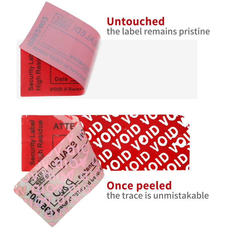 ChtepTamper Tamper-Evident Security Labels, Red, 0.8x2.4 inches | 100 Pieces Total Transfer, Serial Number, Goods Shipping, Privacy Protection 0.8 * 2.4inch