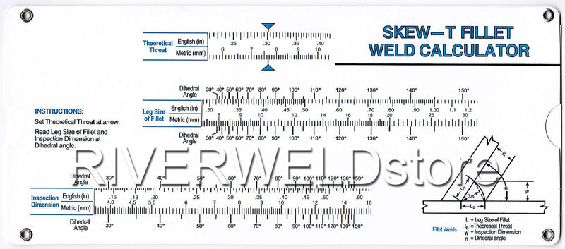 [Australia - AusPower] - RIVERWELD Skew-T Fillet Weld Gauge Gage Checking Angle of Vertical Member Weld Acute Side Obtuse Side Welding Inspection 