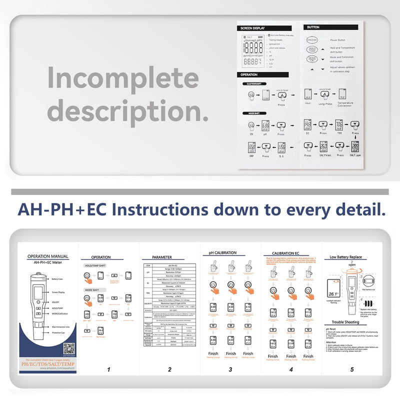 [Australia - AusPower] - AH-PH+EC Meter,TDS,Salt,Water Temperature 