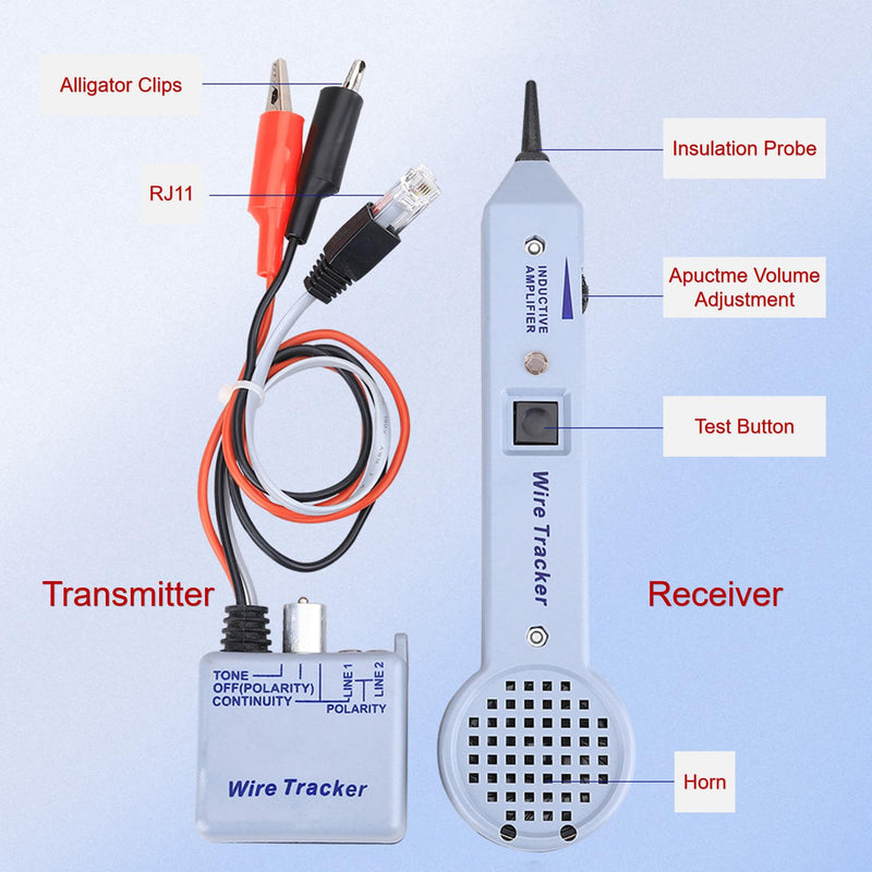 [Australia - AusPower] - Network Cable Tracing Tester Kit Audio Adjustable Induction Amplifier Cable Toner Detector Kabel Tracer Toner and Probe kit Circuittesters 
