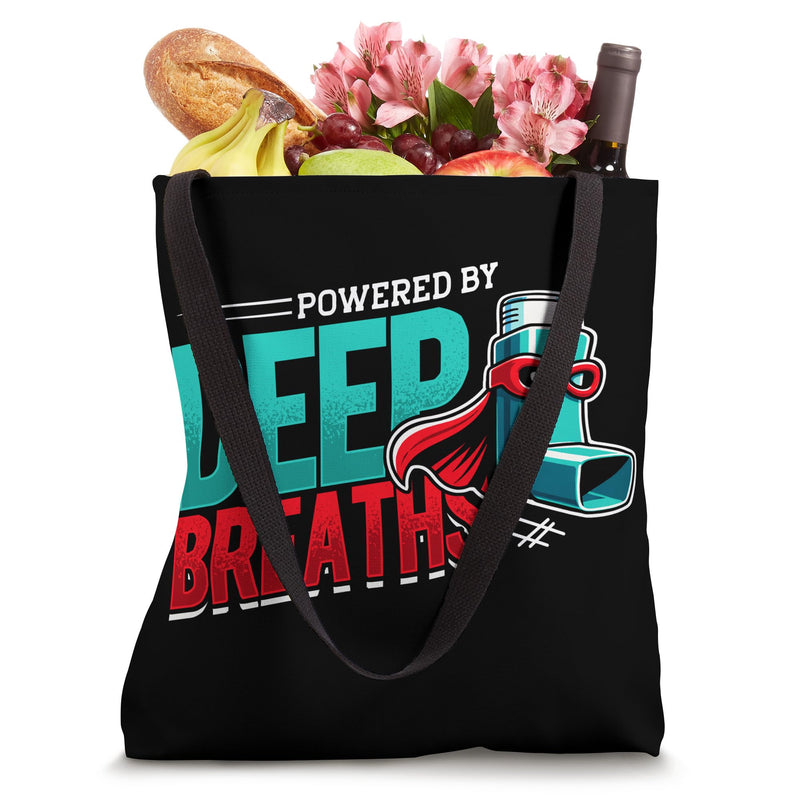 Powered By Deep Breaths Inhaler Respiratory Wellness Tote Bag 16 inches