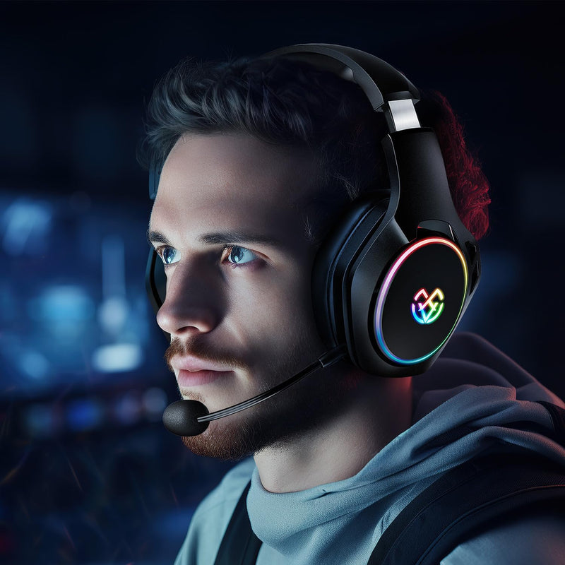 [Australia - AusPower] - Wireless Gaming Headset 7.1, Bluetooth 5.3 & 2.4GHz Type-C & USB Gaming Headphones with 40H+, Gaming Headsets for PS5, PS4, PC, Switch, Phone 