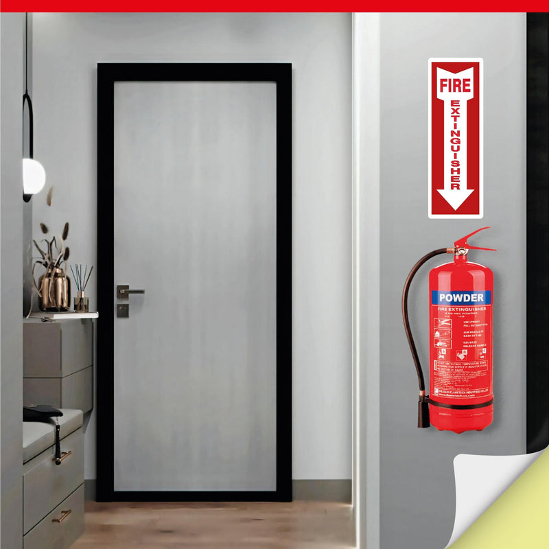 [Australia - AusPower] - OLANZU Pack of 12 Fire Extinguisher Stickers 4"x 12"- 5 Mil Vinyl - Fire Extinguisher Sign for business with Arrow- Durable Self Adhesive, Weatherproof and UV Protected-Ideal for Office, Home and Outdoor places 