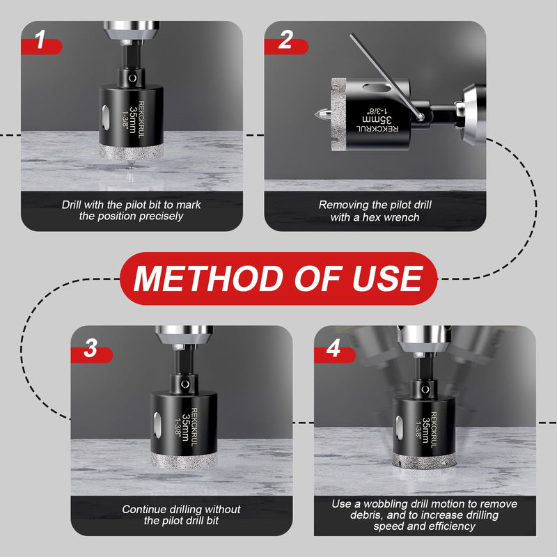 6 Inch Diamond Hole Saw with Pilot Drill Bit, Premium Tile Hole Saws for Porcelain, Ceramic, Granite, Marble, Glass - 1-3/8" Cutting Depth, Serrated Edge & Wet/Dry Use (150mm) 6 in - Single