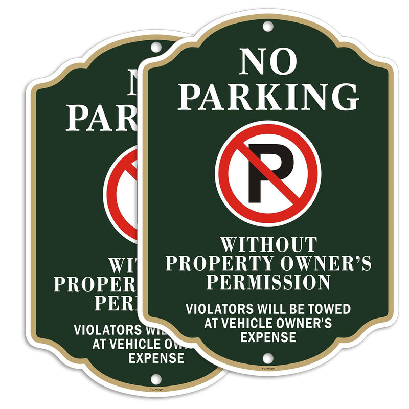 No Parking Sign, Violators Will Be to Towed at Vehicle Owner’s Expense - 2 Pack, 10” x 14” Rust Free Aluminum Sign, Weatherproof, Fade Resistant