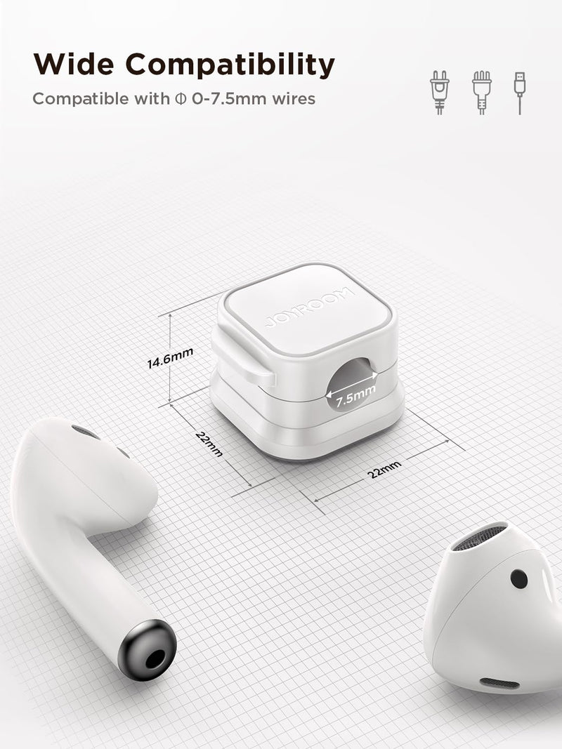 [Australia - AusPower] - 6 Pack Magnetic Cable Clips [Cable Smooth Adjustable] Cord Holder, Under Desk Cable Management, JOYROOM Adhesive Wire Holder Keeper Organizer for Home Office Desk Phone Car Wall Desktop Nightstand White 