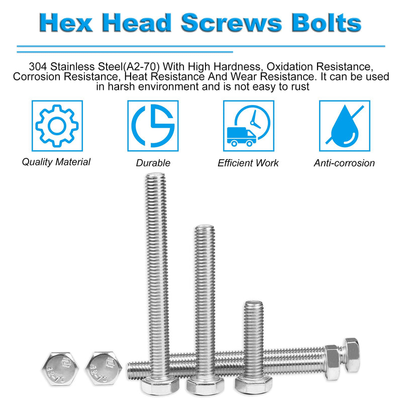 [Australia - AusPower] - Yinpecly 25 Pcs M8 Hex Bolts M8-1.25 x 25mm Hex Head Screw Bolt 304 Stainless Steel M8-1.25mm Hexagon Bolts Hex Head Screws, Metric Machine Fully Thread, Bright Finish 