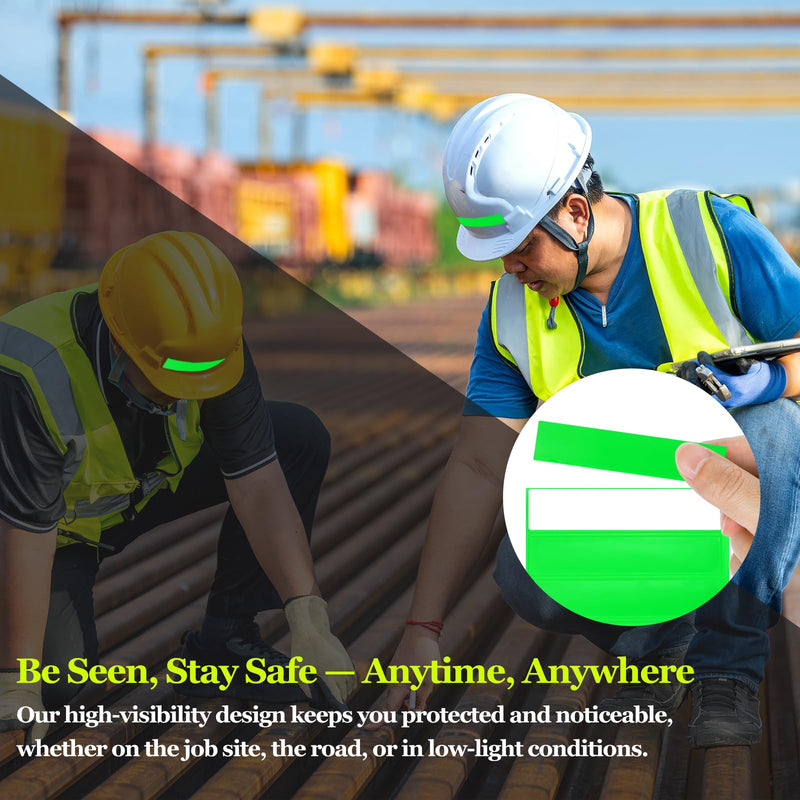 PATIKIL Hard Hat Reflective Stickers, (5 x 6 Inch, Grass Green) (10 Pcs), Retro Reflective Safety Tape Durable Adhesive Helmet Stickers, Suit for - Hard Hats/Helmets/Mailboxes