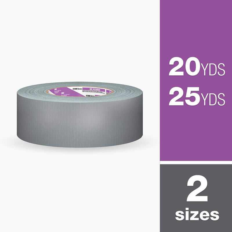 3M No Residue Duct Tape, 1.88 inches by 20 Yards, 2420-A, 1 roll, Grey