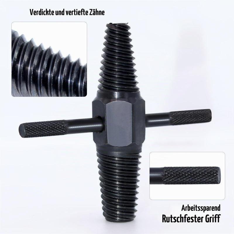 4 Piece Pipe Tap Set, 1/2 and 3/4 Inch Tap, Double Head Screw Extractor with Metal Rod, Professional Tap for Repair Thread
