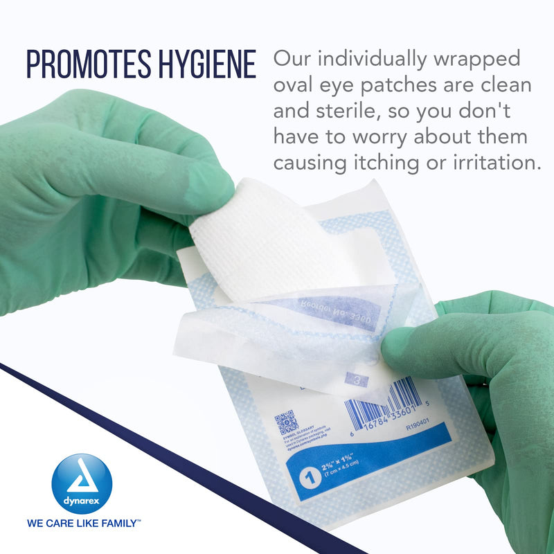 [Australia - AusPower] - Dynarex Sterile Oval Eye Pads - Individually Wrapped Cotton Patches with Mesh Covering - Single Use, Comfortable, Absorbent Sterile Pads for Eyes - 2.63x1.63", 1 Box of 50 