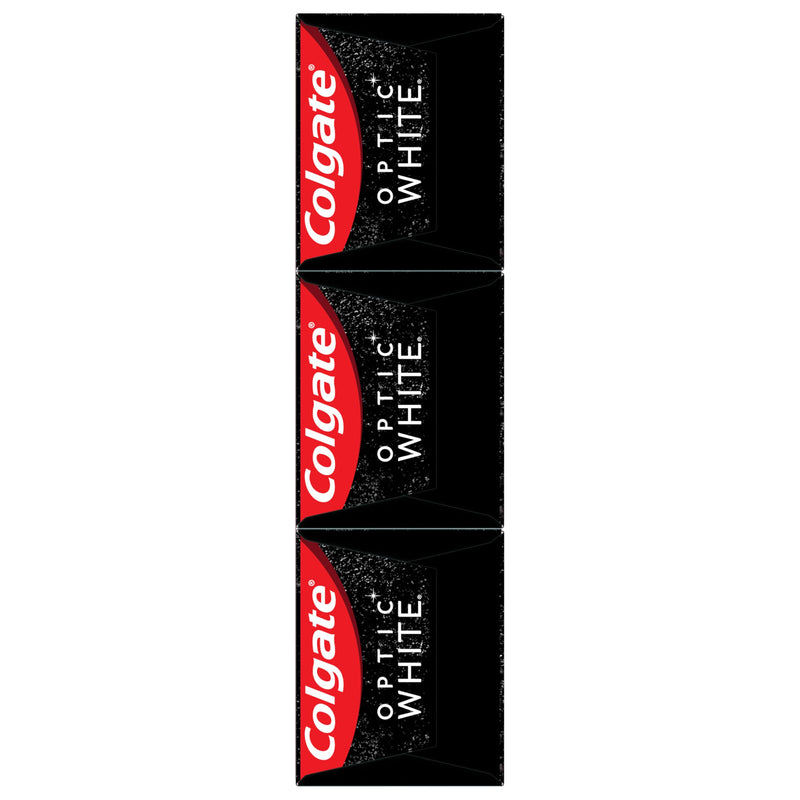 Colgate Optic White with Charcoal Whitening Toothpaste, Cool Mint Flavor, Safely Removes Surface Stains, Enamel-Safe for Daily Use, Teeth Whitening Toothpaste with Fluoride, 3 Pack, 4.2 Oz Tube 0.33 Ounce (Pack of 3)