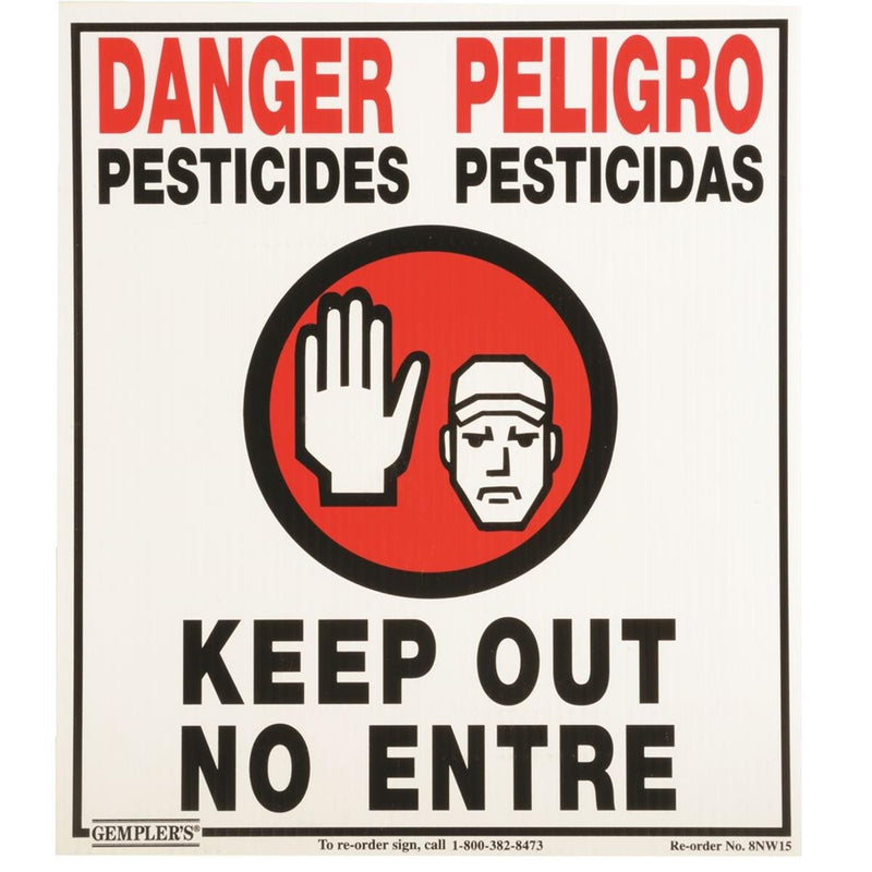 Gemplers Low-cost Bilingual English/Spanish Worker Protection Standard WPS Pesticide Warning Sign, Danger Pesticides Keep Out 14"W x 16"H