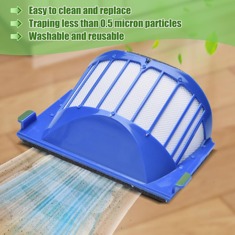 [Australia - AusPower] - LOVECO Replacement Accessories Kit for iRobot Roomba 600 Series 694 692 690 680 660 665 651 650 614 & 500 Series 595 585 564,6 Filter,6 Side Brush,3 Pairs Bristle and Flexible Beater Brush 3+6+6 
