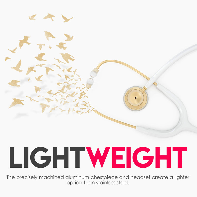 [Australia - AusPower] - MDF Instruments Acoustica Lightweight Stethoscope for Doctors, Nurses, Students, Gold/White Tube + MDF LUMiNiX Illuminator Medical Professional Diagnostic Penlight 