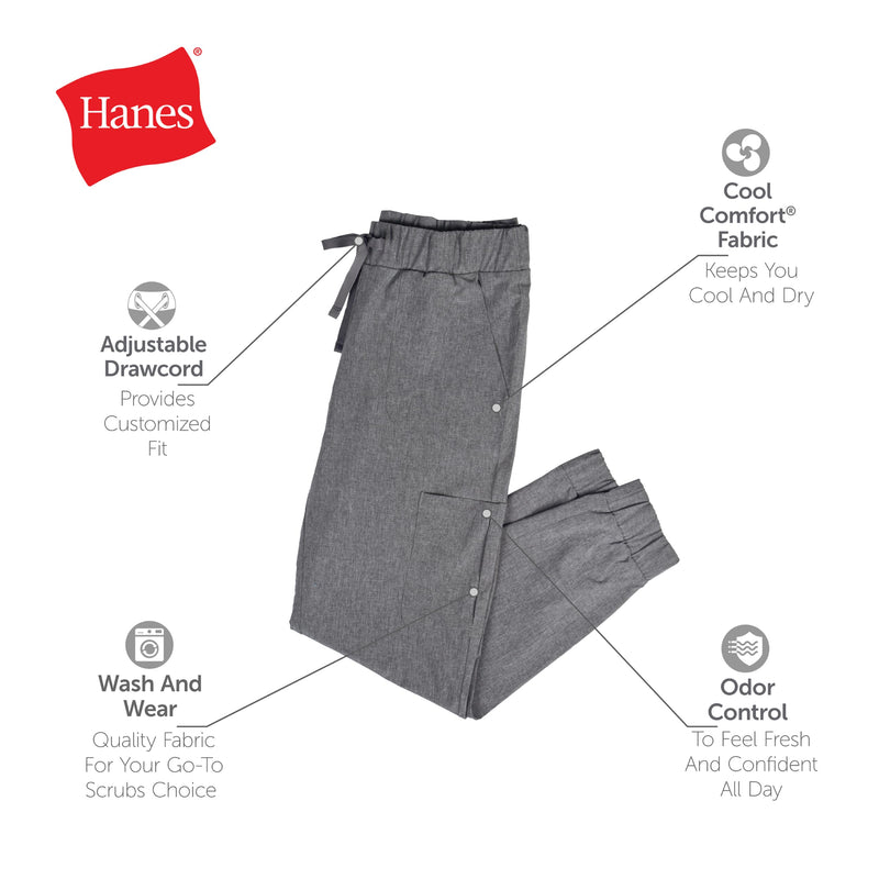 [Australia - AusPower] - Hanes Women's Scrubs Cargo Joggers, Healthcare Scrub Joggers for Women, Moisture Wicking Large New Ebony 