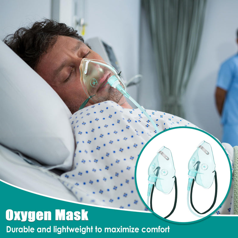[Australia - AusPower] - Geiserailie 2PCS XL Oxygen Mask with 6.6 Ft Tubing and Adjustable Elastic Strap, Adult Oxygen Mask with Tubing, Breathing Masks for Face Adult XL for Adult 