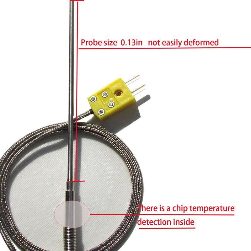 [Australia - AusPower] - TL1918SL k Type thermocouple Probe -50℉~1100℉ 0.13in/40in k-Type Temperature Sensors 