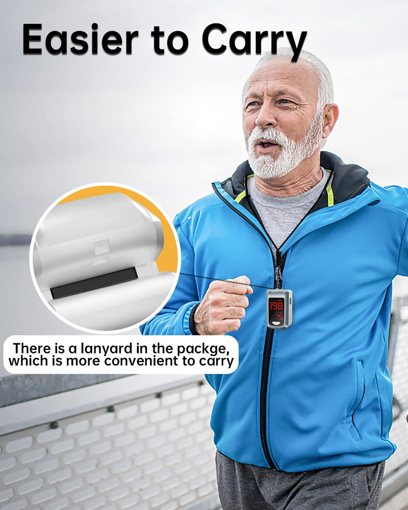 [Australia - AusPower] - Fingertip Pulse Oximeter- HOLFENRY Mini Oximeter Oxygen Saturation Monitor for SpO2/Heart Rate/PI, Oxygen Monitor Fingertip 02 Pulse Oximeter Finger, Gray 