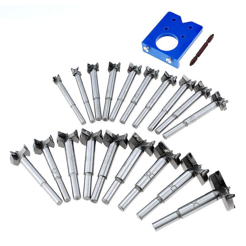 19 Pcs Forstner Drill Bit Set 10-40mm (2/5" to 1-4/7") Hole Saw Wood Cutter Tool for Woodworking