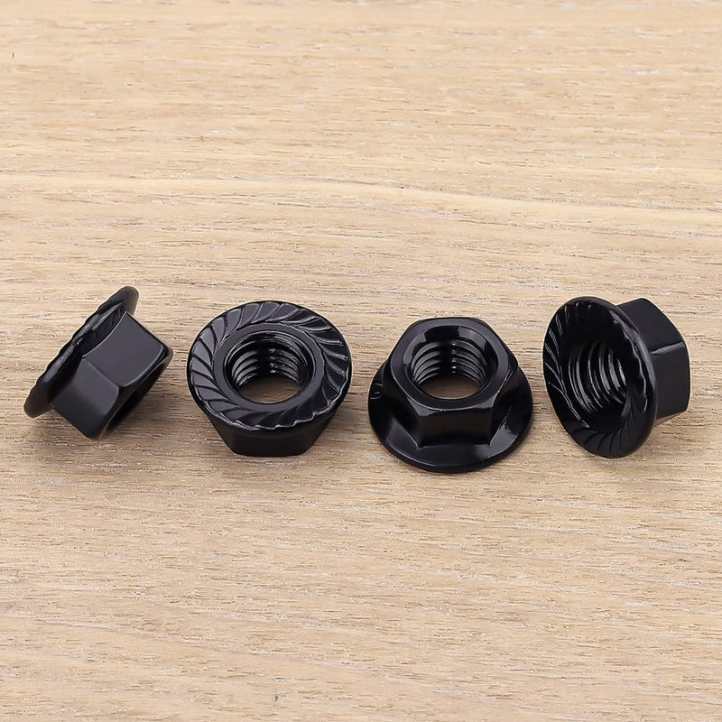 [Australia - AusPower] - 1/4"-20 Hex Head Serrated Flange Nuts, 304 Stainless Steel 18-8 Hexagon Head Flange Nuts, Black Oxide Finish, Hex Drive, 25 PCS 1/4"-20 