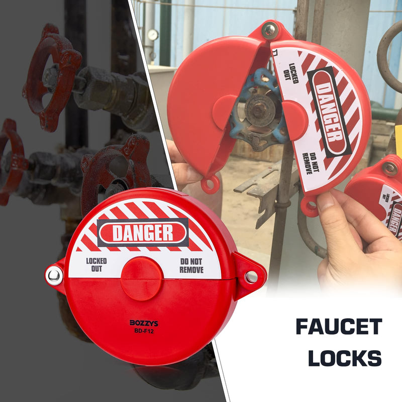 [Australia - AusPower] - Faucet Locks Outdoor with Aluminum Padlock,Red,Fit 1 to 2-1/2”Gate Valve Knob Lockout Loto Lock Cover(ABS),for Water Spigot,Propane Tank,OSHA Compliant BD-F11KIT-Red for 1“-2.5”gate Valve Handwheel 