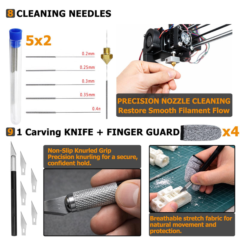 [Australia - AusPower] - 3D Printer Tools Kit, 49 PCS 3D Printer Accessories & Cleaning Kit for All FDM/SLA Printers with Nozzle Cleaner, Scraper, 5 Types Files, Brushes, Wire Cutter, Engraving Knife, Deburring Tool 