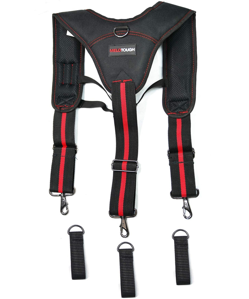 MELOTOUGH Tool Belt Suspenders for Work Belt Suspenders Heavy Duty Padded Suspenders for Electrician/Construction/Farmer Red Color