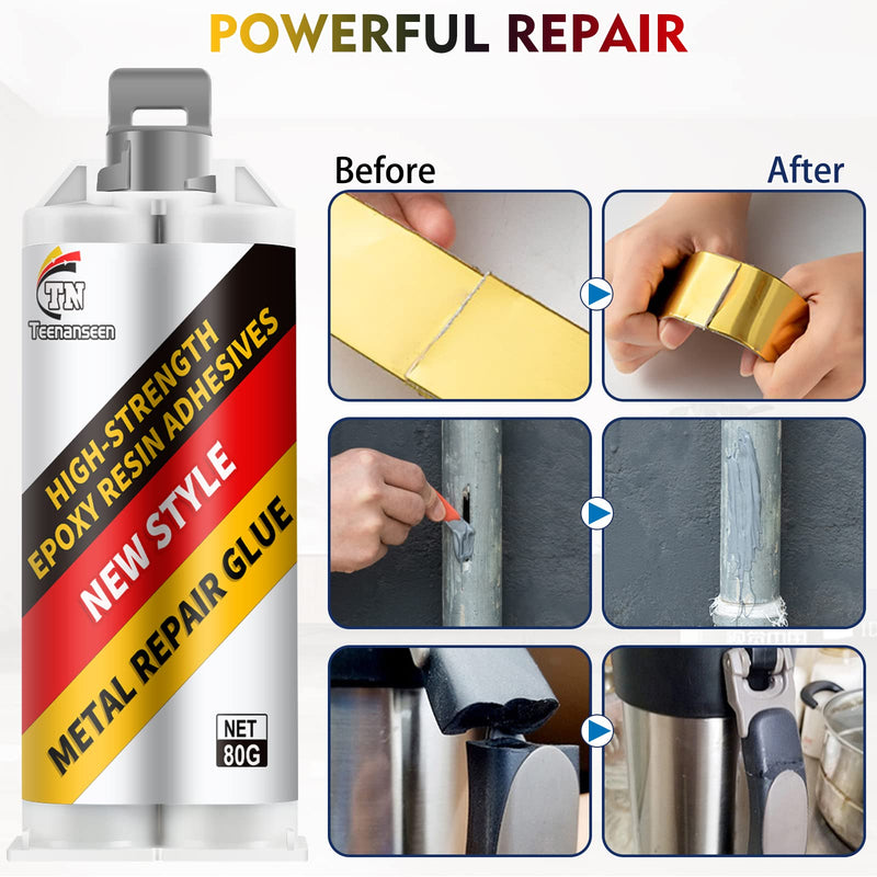 [Australia - AusPower] - Metal Repair Glue, 2 Pack Professional Grade Metal to Metal Glue Heavy Duty for Metal, Plastics and Ceramics, High-Temperature Heat Resistant Epoxy Glue for Welding Steel, Aluminum, and DIY Craft 