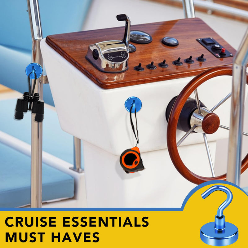 [Australia - AusPower] - LOVIMAG Cruise Ship Essentials, 80Lb Magnetic Hooks for Cruise Cabins, Strong Magnetic Hooks for Hanging, Refrigerator, Celling, Grill, Fridge, Kitchen-12Pack 80lbs Blue 